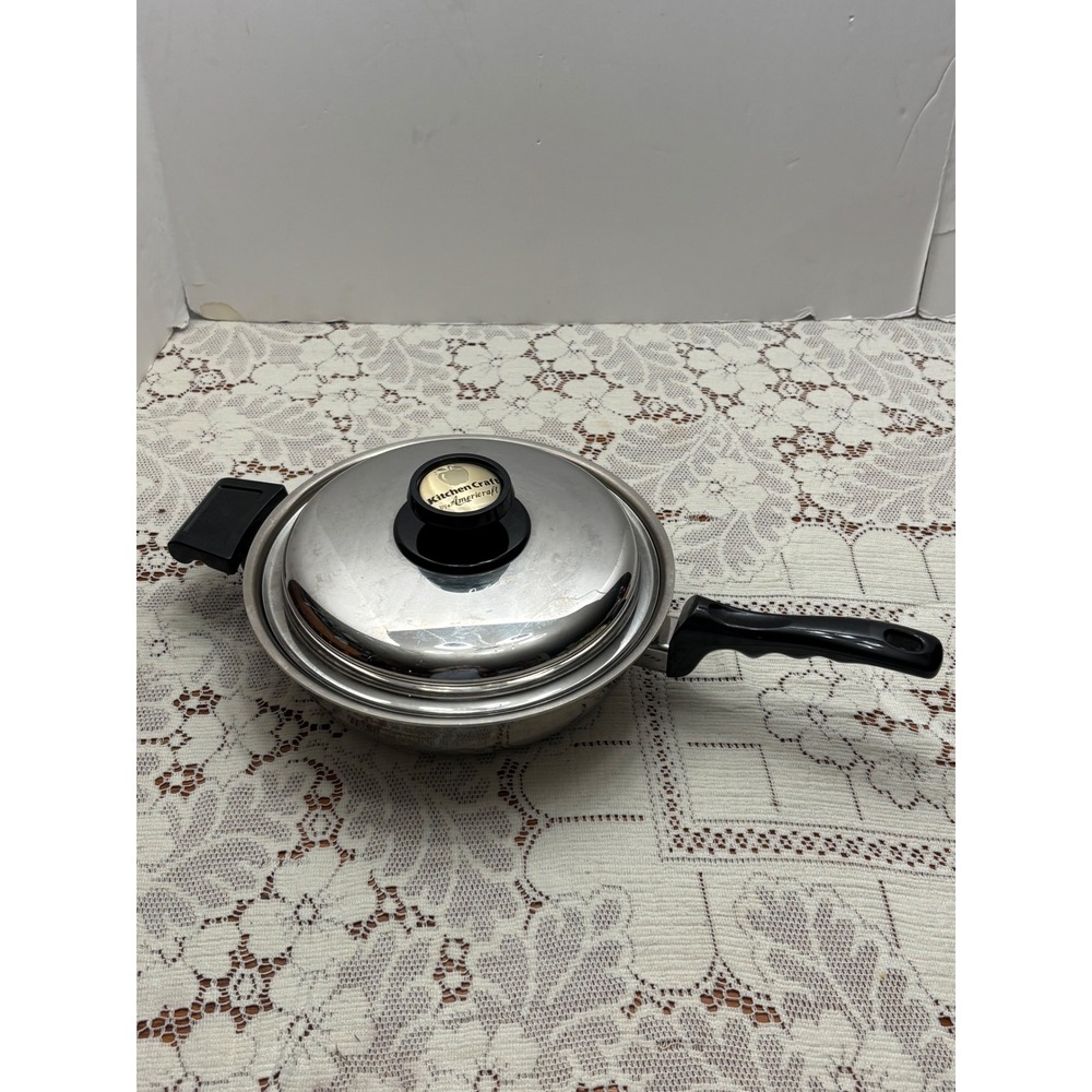 Kitchen Craft Americraft Gourmet Skillet 9" Stainless Steel Waterless Pan Lid